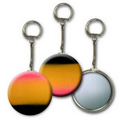 2" Round Metallic Key Chain w/ 3D Lenticular Changing Color Effects - Pink/Yellow/Black (Blank)